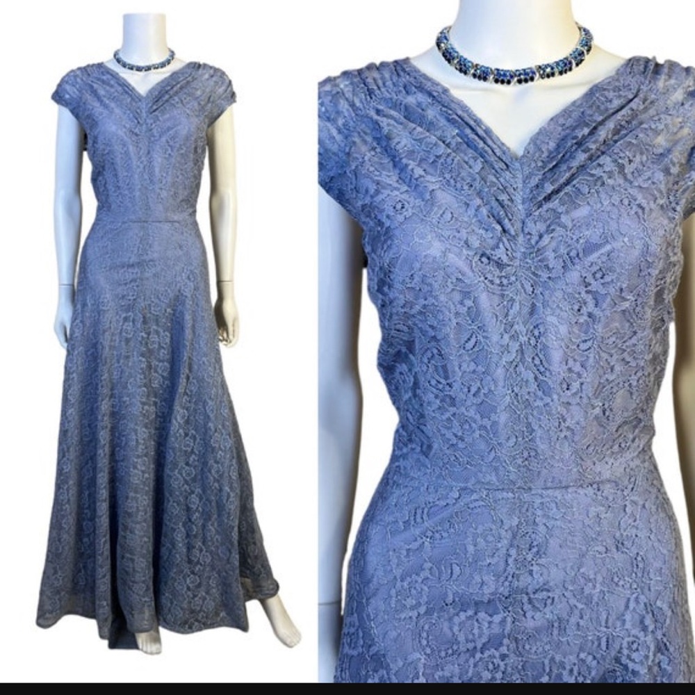 Vintage Periwinkle Light Blue Sleeveless Maxi Gown